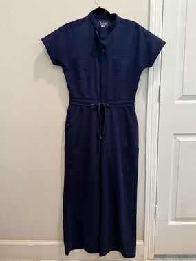 Healix Navy Utility Drawstring Jumpsuit Scrubs XS